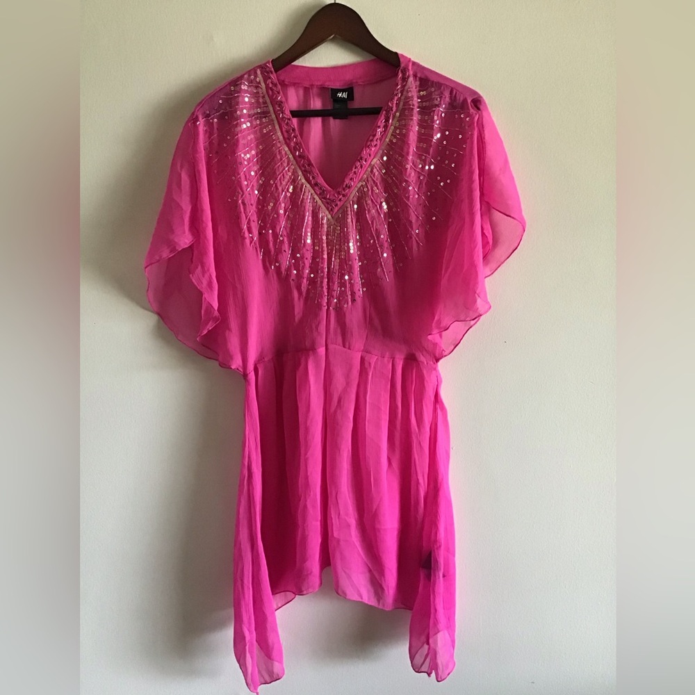 Hot Pink, H & M Embellished Bathing Suit Coverup